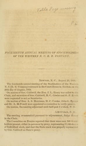 Annual proceedings of the Western No. Ca. Railroad Company