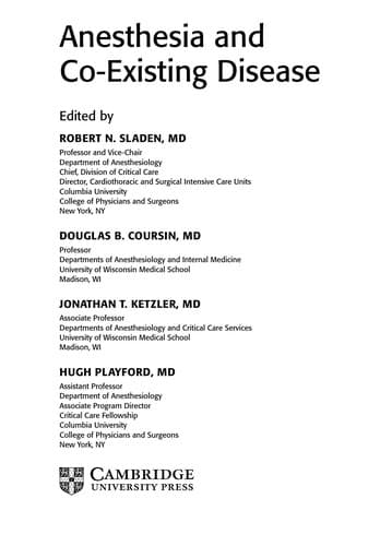 Cover image for Anesthesia and co-existing disease