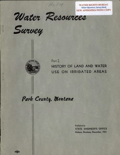 Water resources survey, Park County, Montana