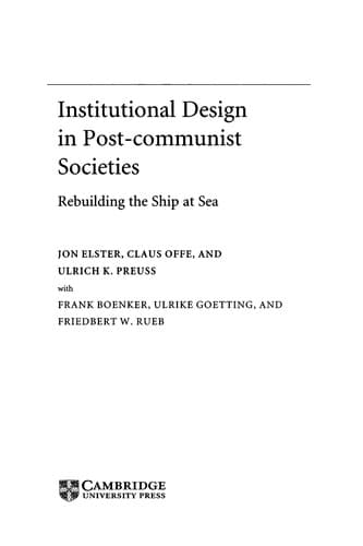 Cover image for Institutional Design in Post-communist Societies