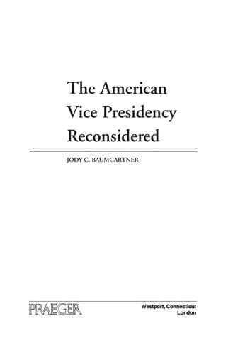 Cover image for The American vice presidency reconsidered