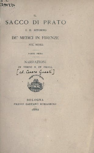 Il sacco di Prato e il ritorno de'Medici in Firenze nel MDXII