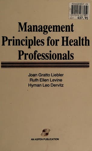 Cover image for Management principles for health professionals