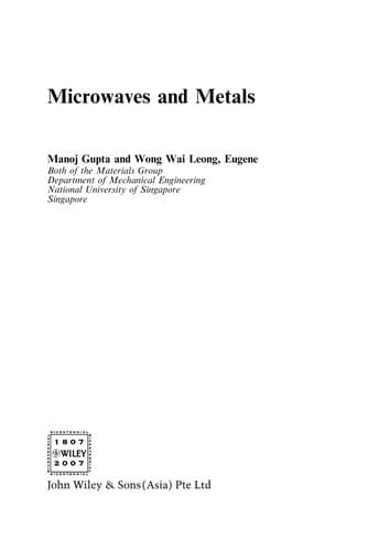 Cover image for Microwaves and metals