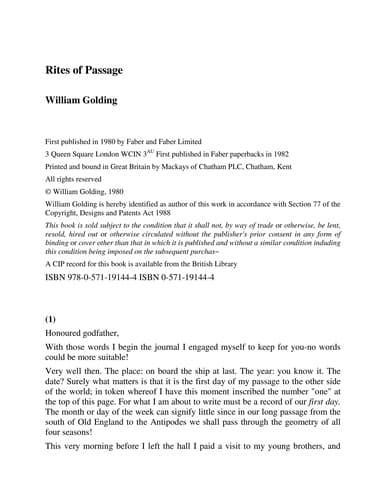 Cover image for Rites of passage