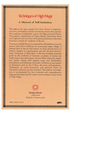 Cover image for Techniques of high magic