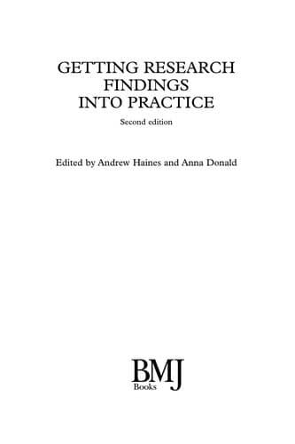 Cover image for Getting research findings into practice