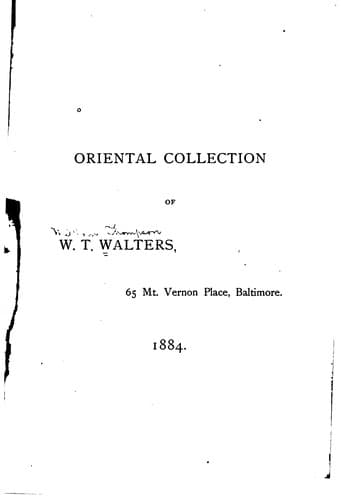 Oriental collection of W. T. Walters
