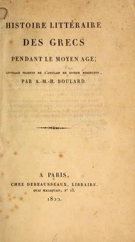 Histoire littéraire des Grecs pendent le moyen âge