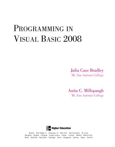 Cover image for Programming in Visual Basic 2008