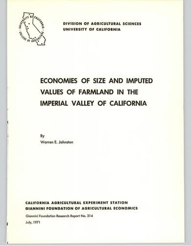 Economies of size and imputed values of farmland in the Imperial Valley of California