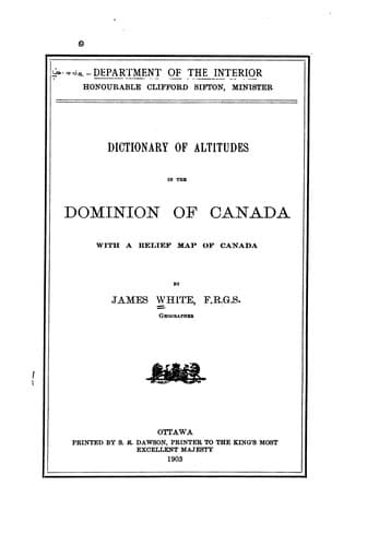 Dictionary of Altitudes in the Dominion of Canada