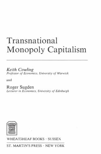 Cover image for Transnational monopoly capitalism
