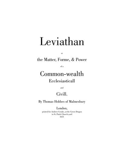 Cover image for Leviathan, or, The matter, forme and power of a commonwealth ecclesiasticall and civil