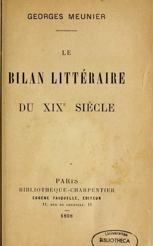 Le bilan littéraire du XIXe siècle