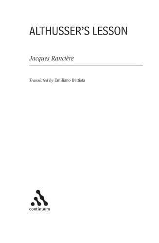 Cover image for Althusser's lesson