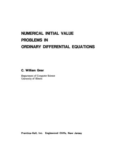 Cover image for Numerical initial value problems in ordinary differential equations