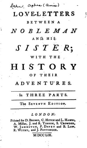 Cover image for Love-letters between a nobleman and his sister