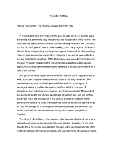 Cover image for The end of history and the last man