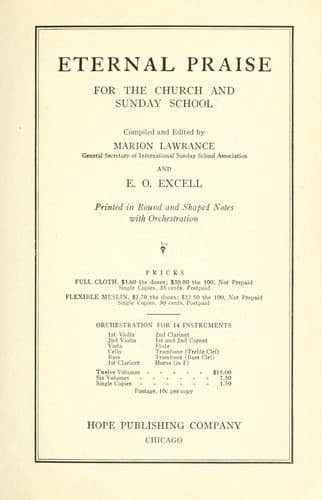 Eternal praise for the church and Sunday school