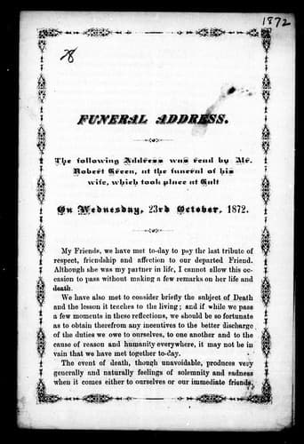 Cover image for Funeral address