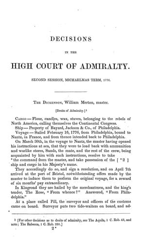 Decisions in the High Court of Admiralty