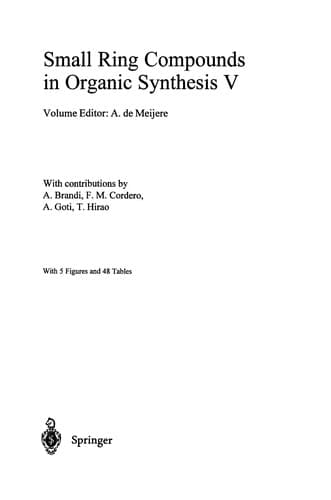 Cover image for Small ring compounds in organic synthesis.