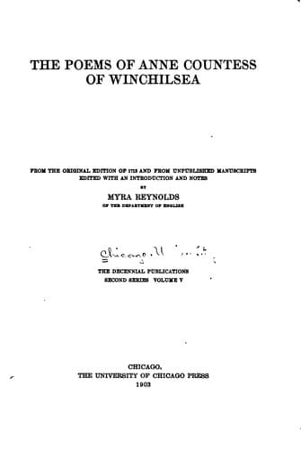 The poems of Anne, countess of Winchilsea