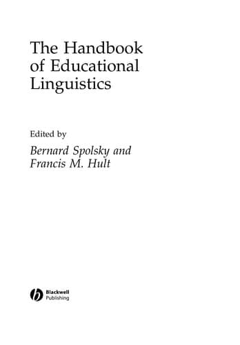 Cover image for The handbook of educational linguistics