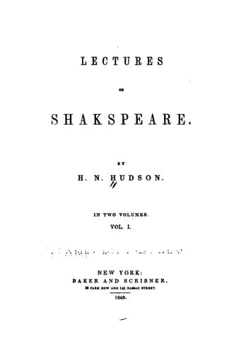 Cover image for Lectures on Shakespeare.