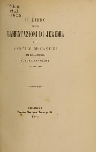 Il Libro delle Lamentazioni di Jeremia