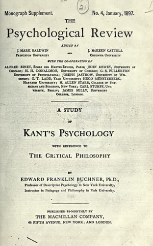 A study of Kant's psychology with reference to the critical philosophy