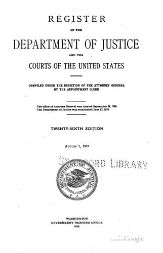 Register of the Department of Justice and the courts of the United States