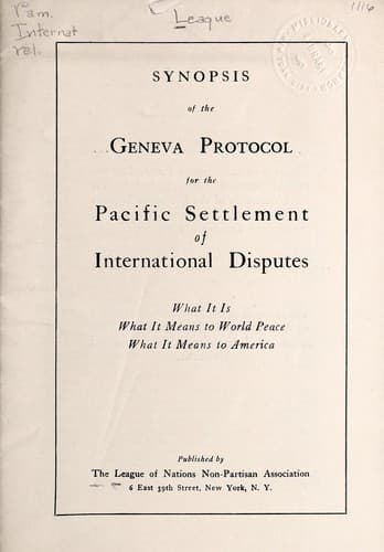Synopsis of the Geneva protocol for the pacific settlement of international disputes