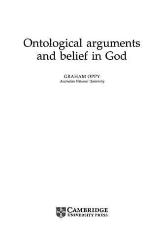 Cover image for Ontological arguments and belief in God