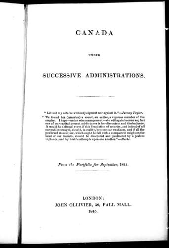 Cover image for Canada under successive administrations.