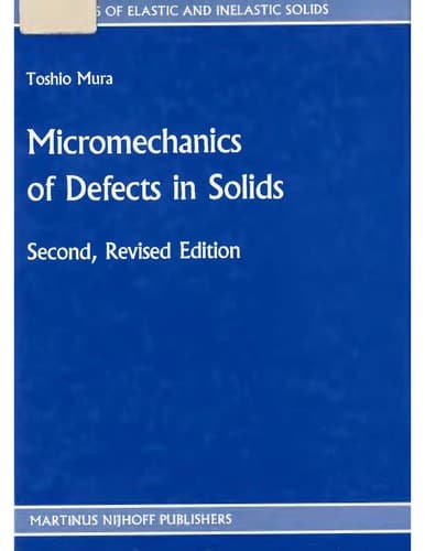 Cover image for Micromechanics of defects in solids