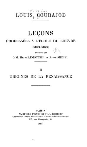 Leçons professées à l'École du Louvre (1887-1896)