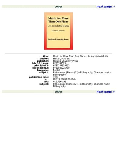 Cover image for Music for more than one piano