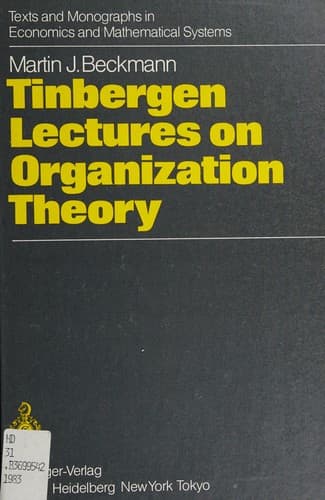 Cover image for Tinbergen lectures on organization theory