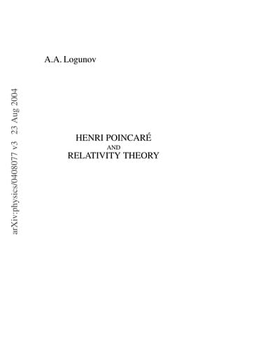 Cover image for Henri Poincaré and relativity theory