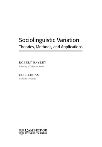 Cover image for Sociolinguistic variation