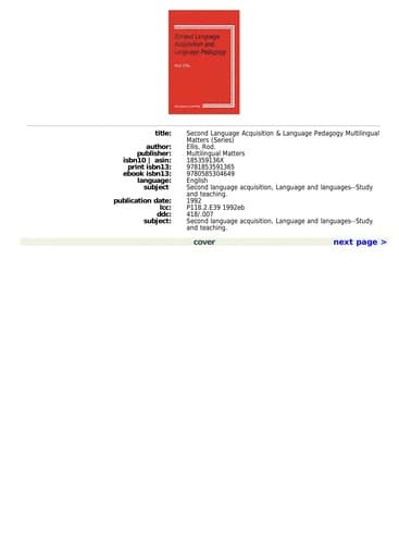 Cover image for Second language acquisition and languagepedagogy
