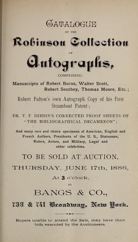 Catalogue of the Robinson collection of autographs ...