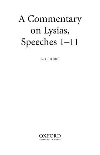 Cover image for A commentary on Lysias, speeches 1-11